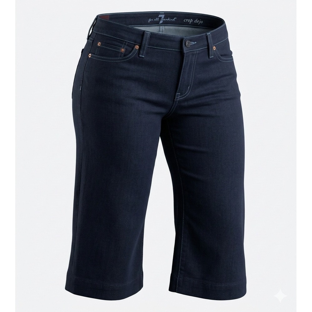 7 For All Mankind P348380S Women's Blue Crop Dojo Capri Jeans Pants. Size 28